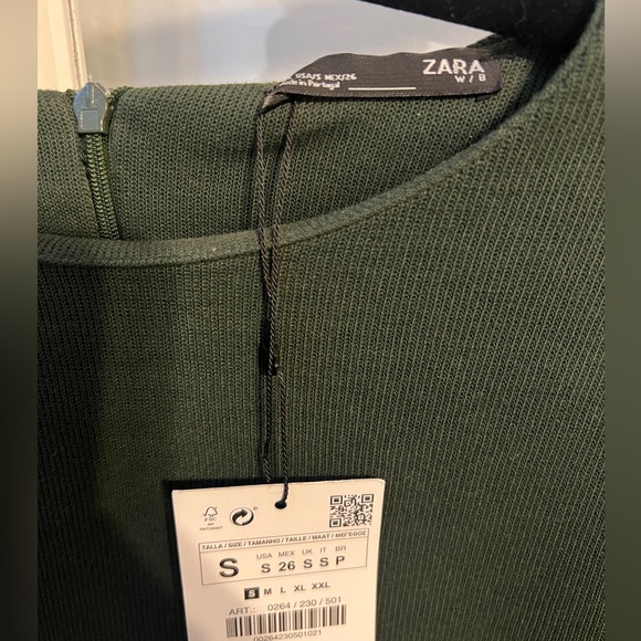 Zara Deep Olive Green Long Sleeve Bodycon Mini Dress - Picture 3 of 4
